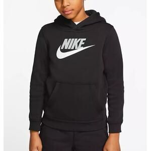 Nike Boys Black White Grey Fleece Pullover Hoodie Size XL